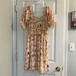 Puff-Sleeve Floral Dress- Cottagecore